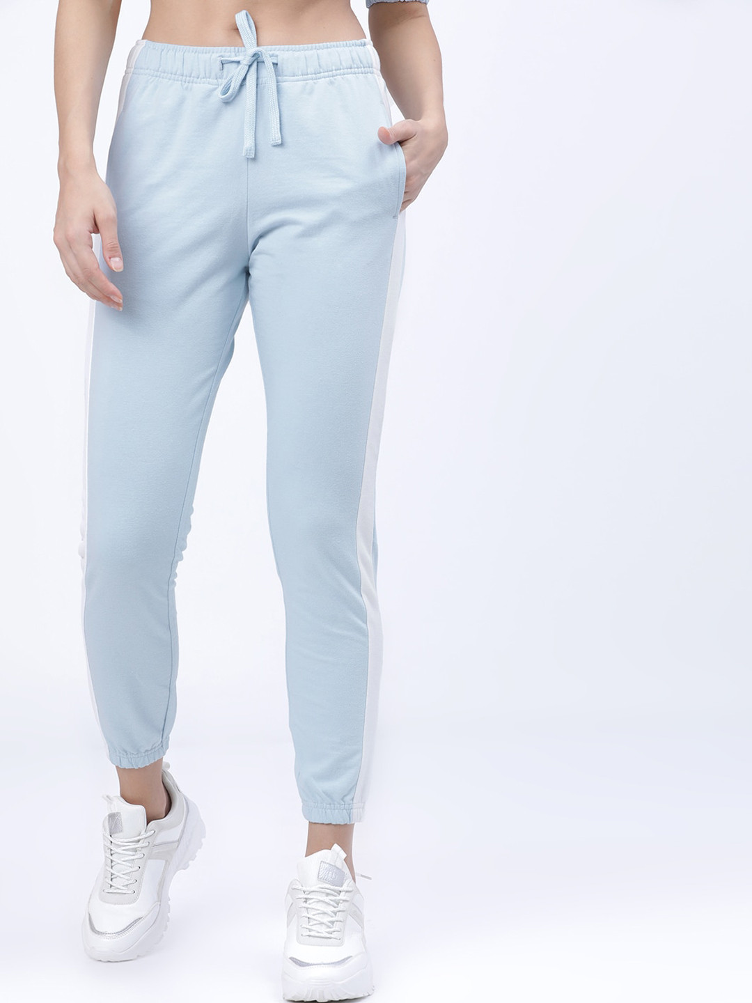 Tokyo Talkies Women Blue Solid Slim-Fit Cargo Joggers