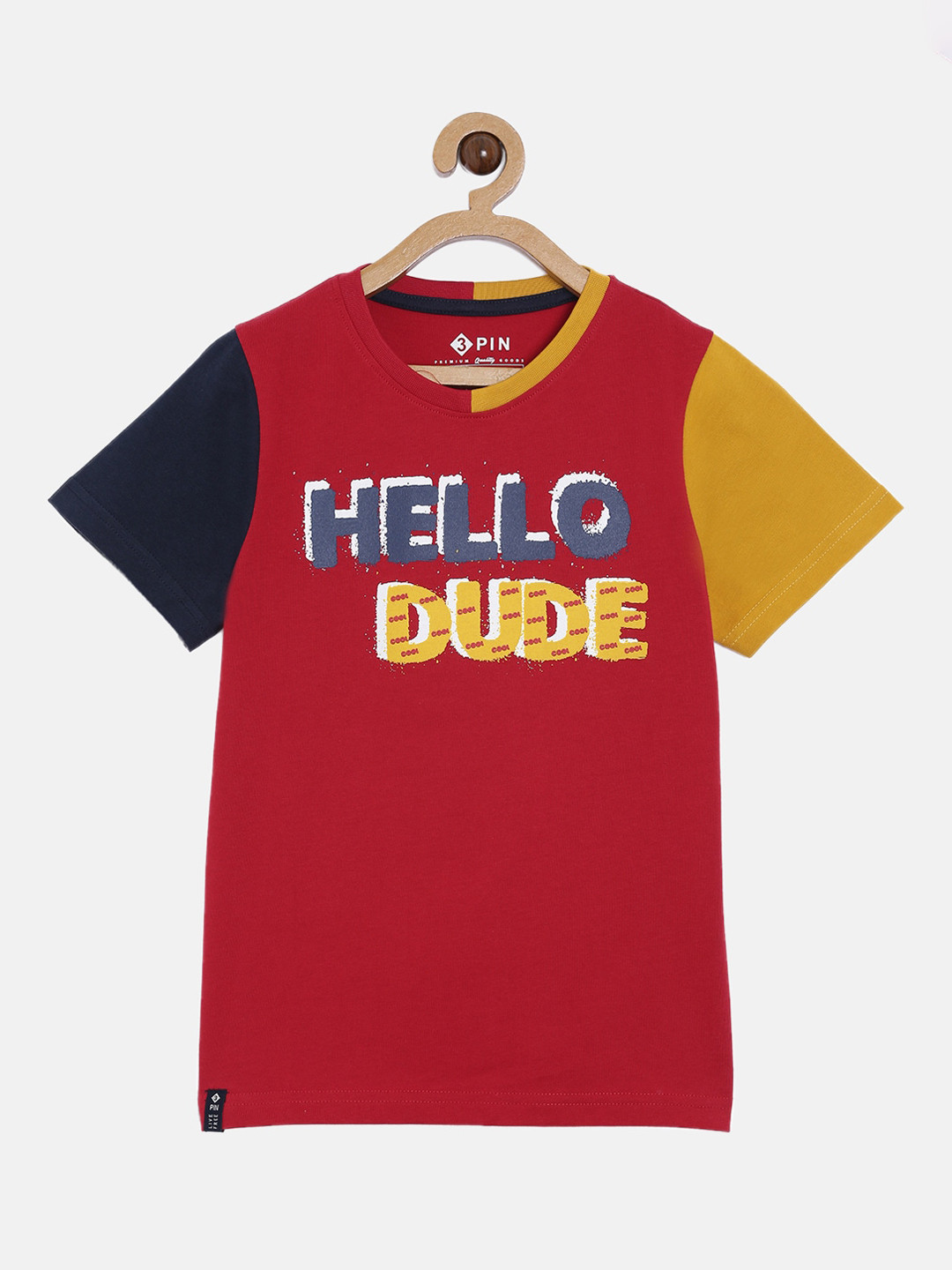 3PIN Boys Red Printed Round Neck T-shirt