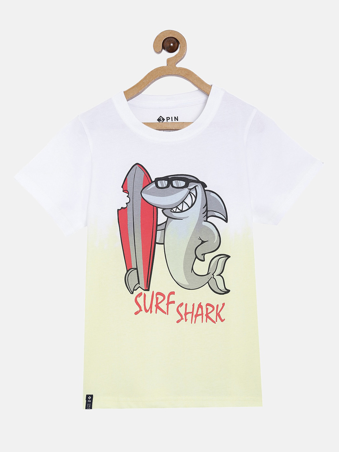 3PIN Boys White Printed Round Neck T-shirt