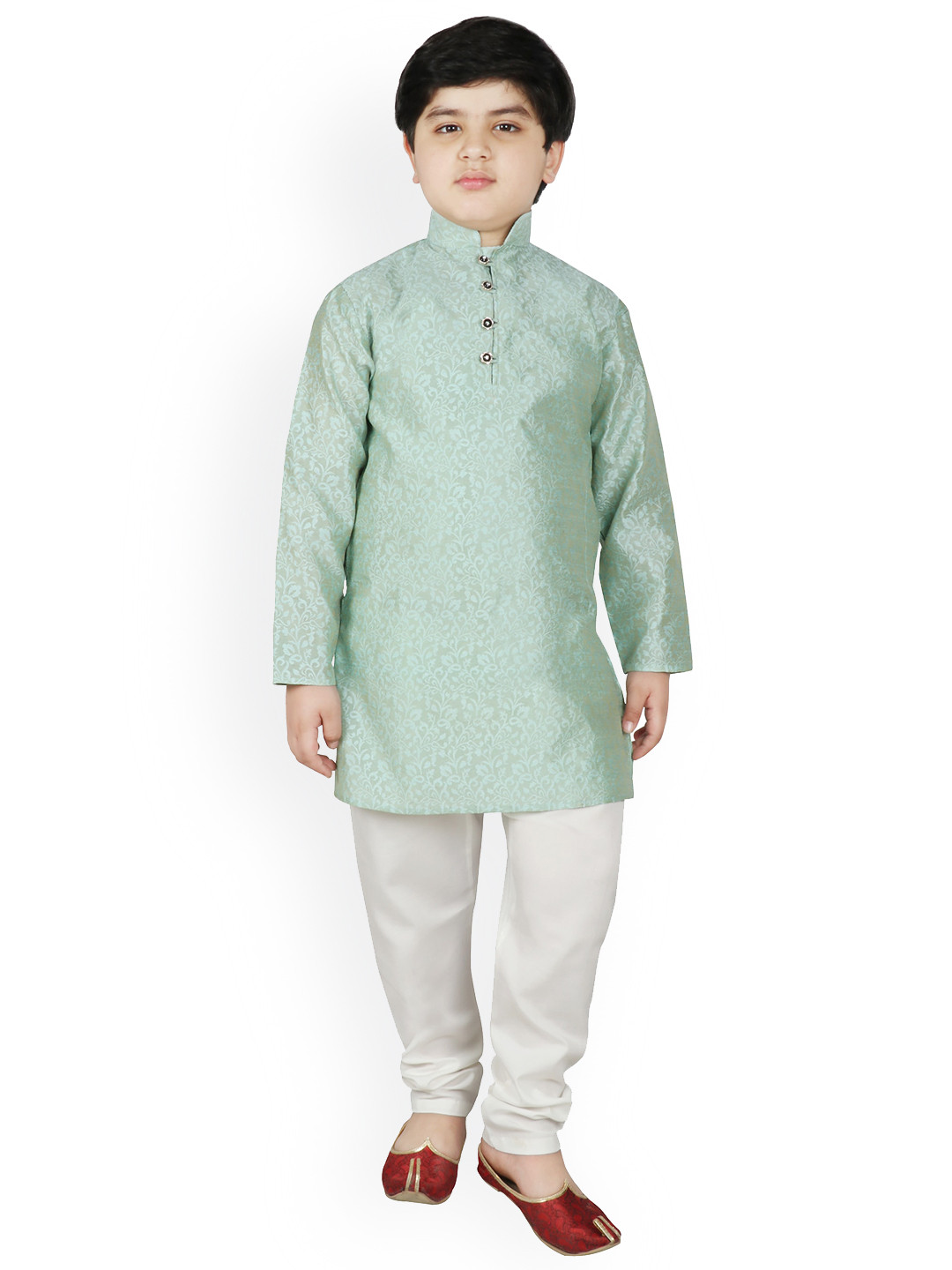 SG YUVRAJ Boys Turquoise Blue Self Design Kurta with Pyjamas