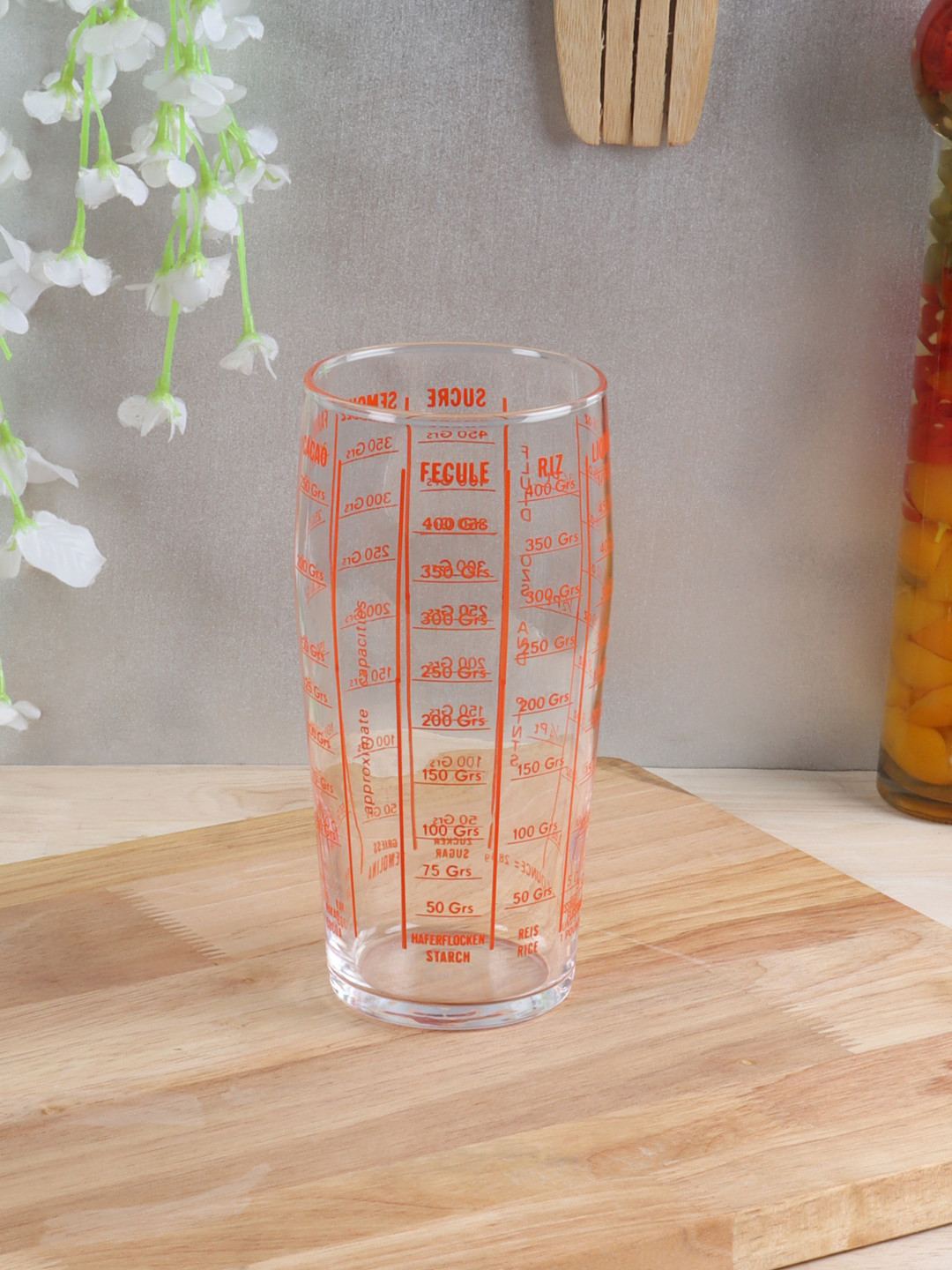 INCRIZMA Transparent & Red Printed Tempered Measuring Glass 500 ml