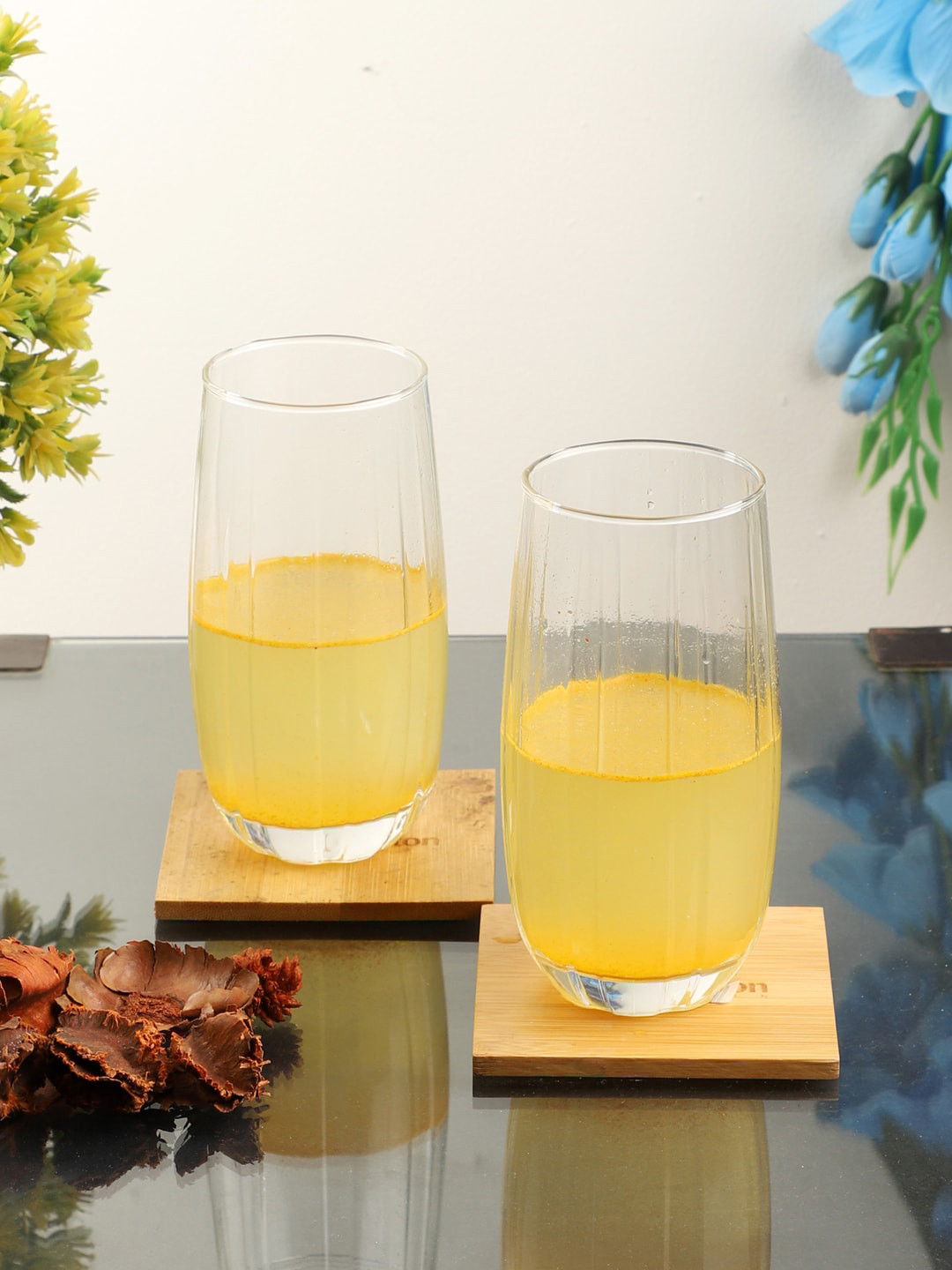 ceradeco Set of 6 Transparent Hector Shaped Water Juice Glasses