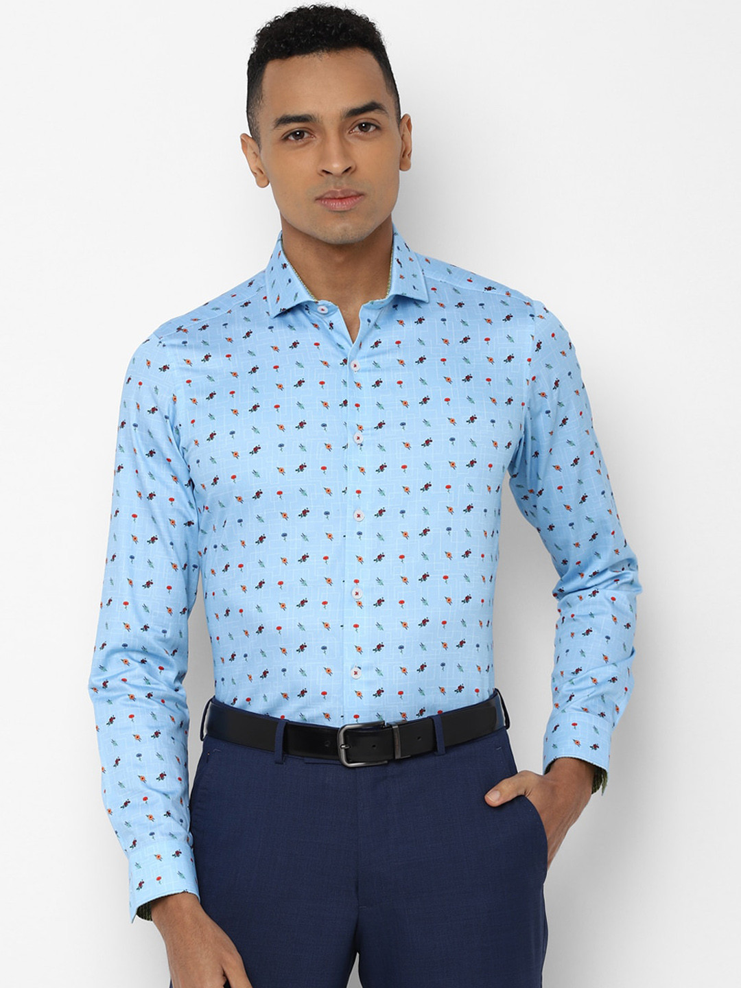 SIMON CARTER LONDON Men Blue Slim Fit Printed Formal Shirt