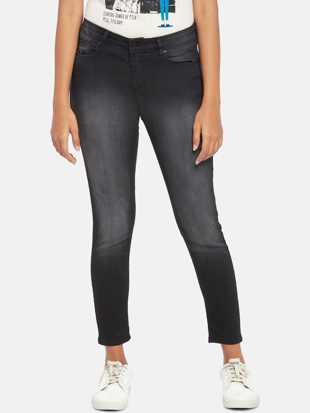 People Women Black Slim Fit Jeans