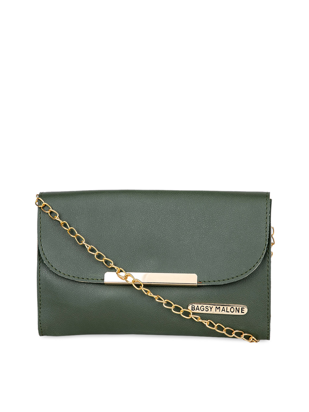 Bagsy Malone Green Solid Envelope Clutch