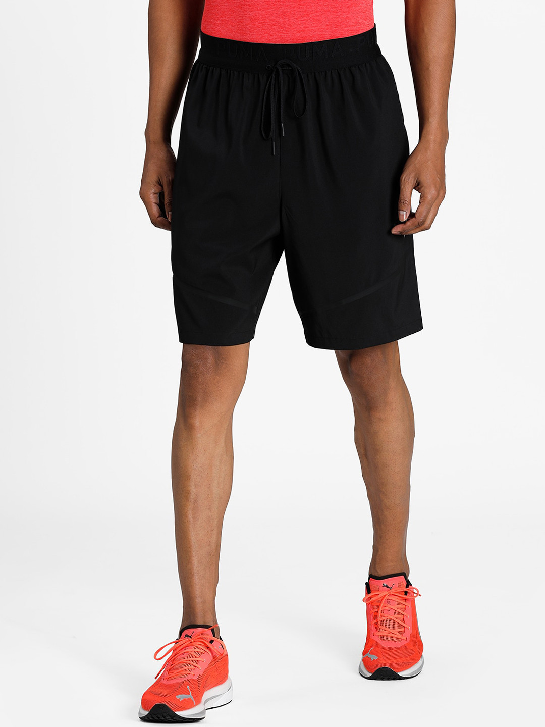 Puma Men Black Solid Regular Fit Cotton Sports Shorts