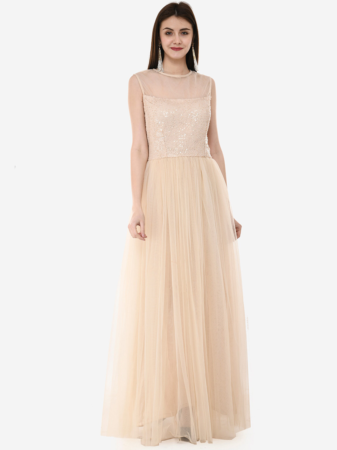 V&M Women Beige Maxi Dress