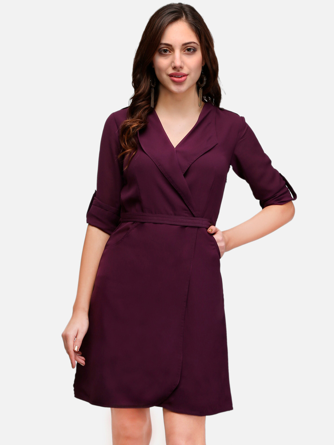 V&M Women Burgundy Wrap Dress