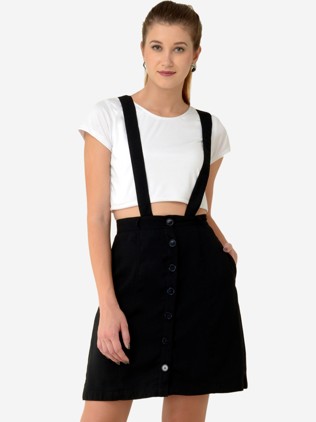V&M Women Black Pinafore Dress