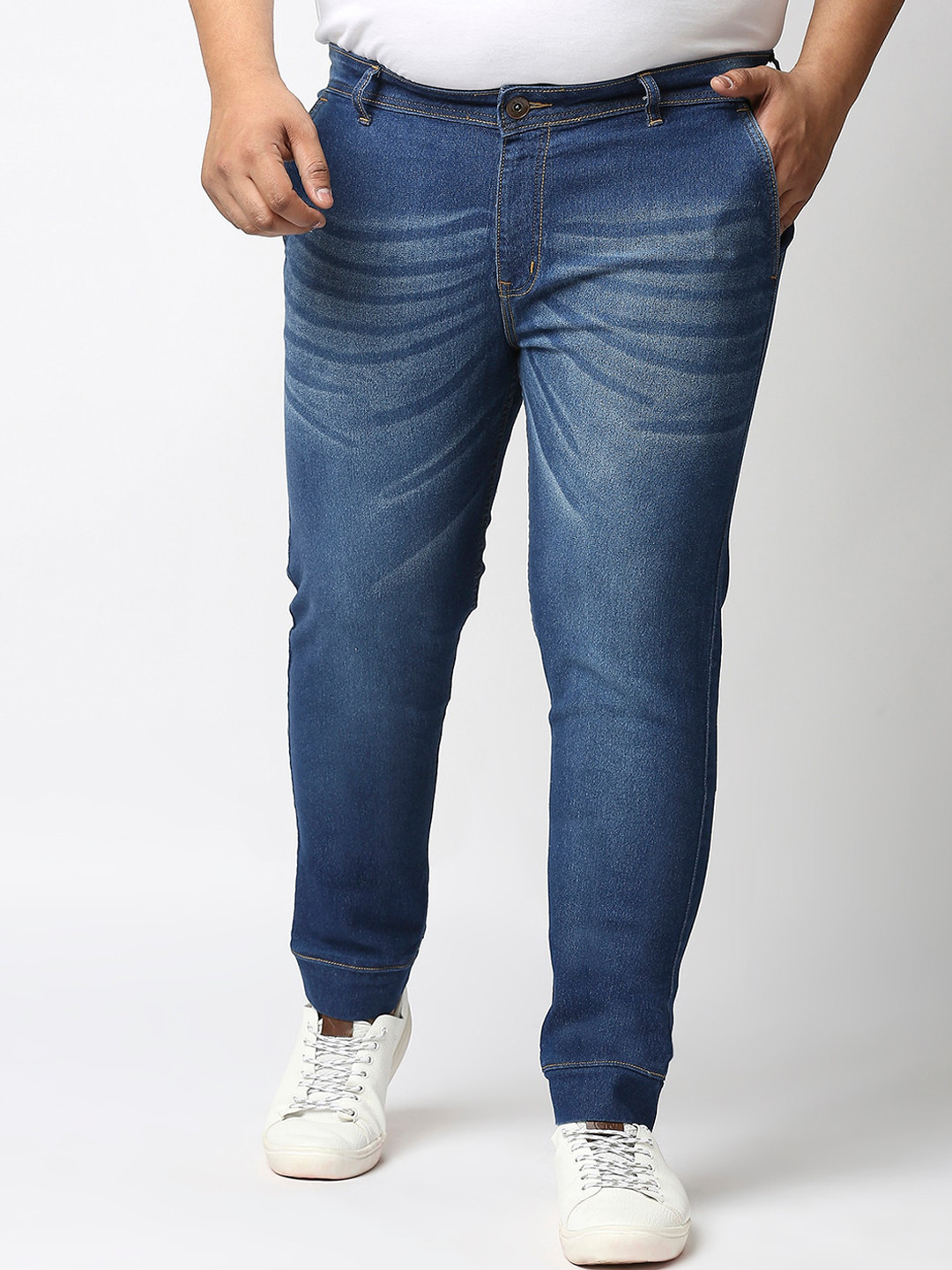 Freeform by High Star Men Plus Size Solid Mid Rise Clean Look Regular Fit Jeans