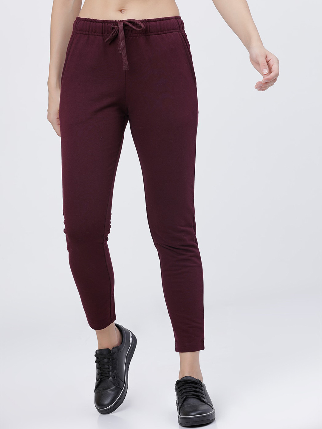 Tokyo Talkies Women Maroon Solid Slim-Fit Port Royale Casual Track Pants