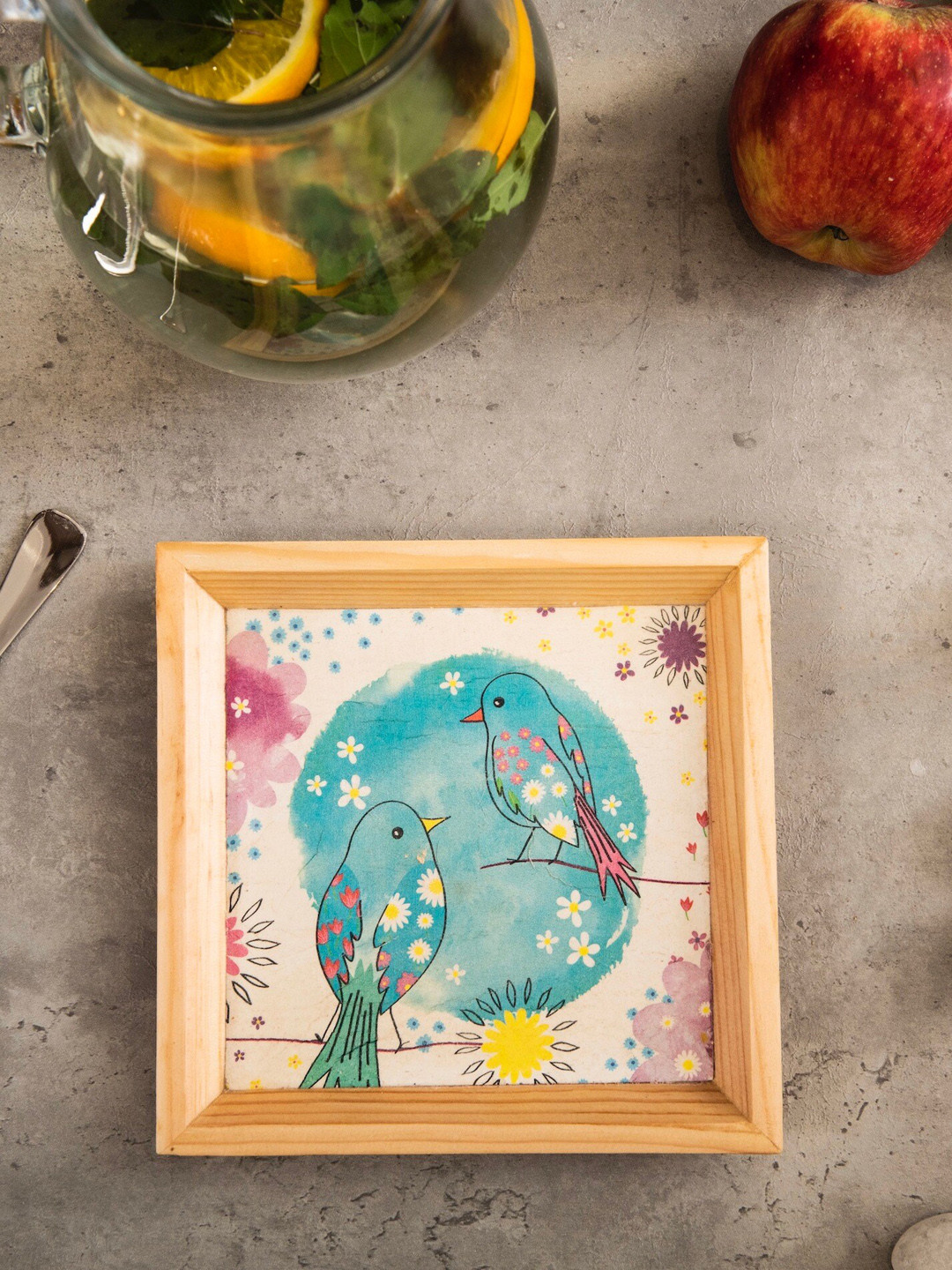 A Tiny Mistake Beige And Blue Printed Serving Tray