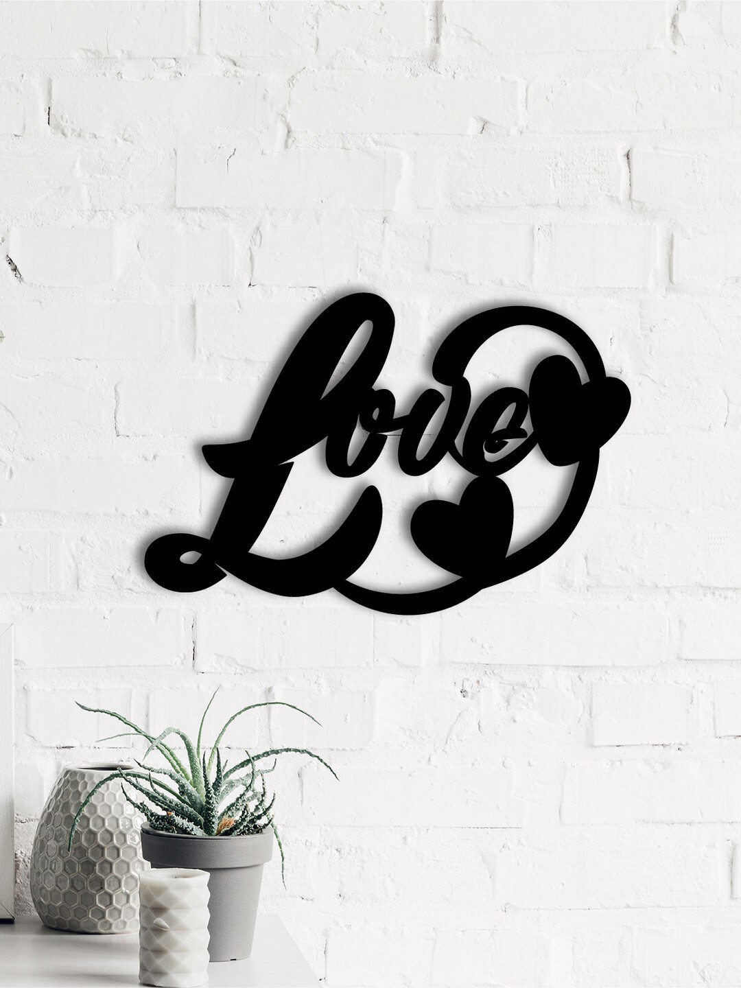 eCraftIndia Love with Hearts Wood Matte Hanging Hall Signs and Plaques-5In