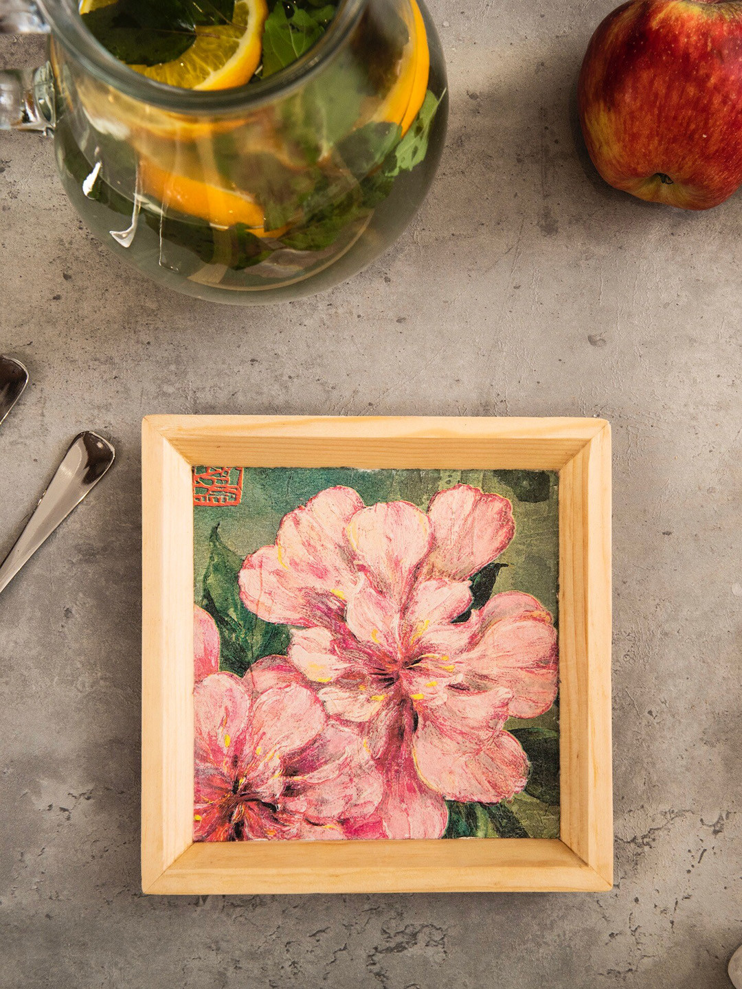 A Tiny Mistake Pink & Green Floral Printed Serving Tray