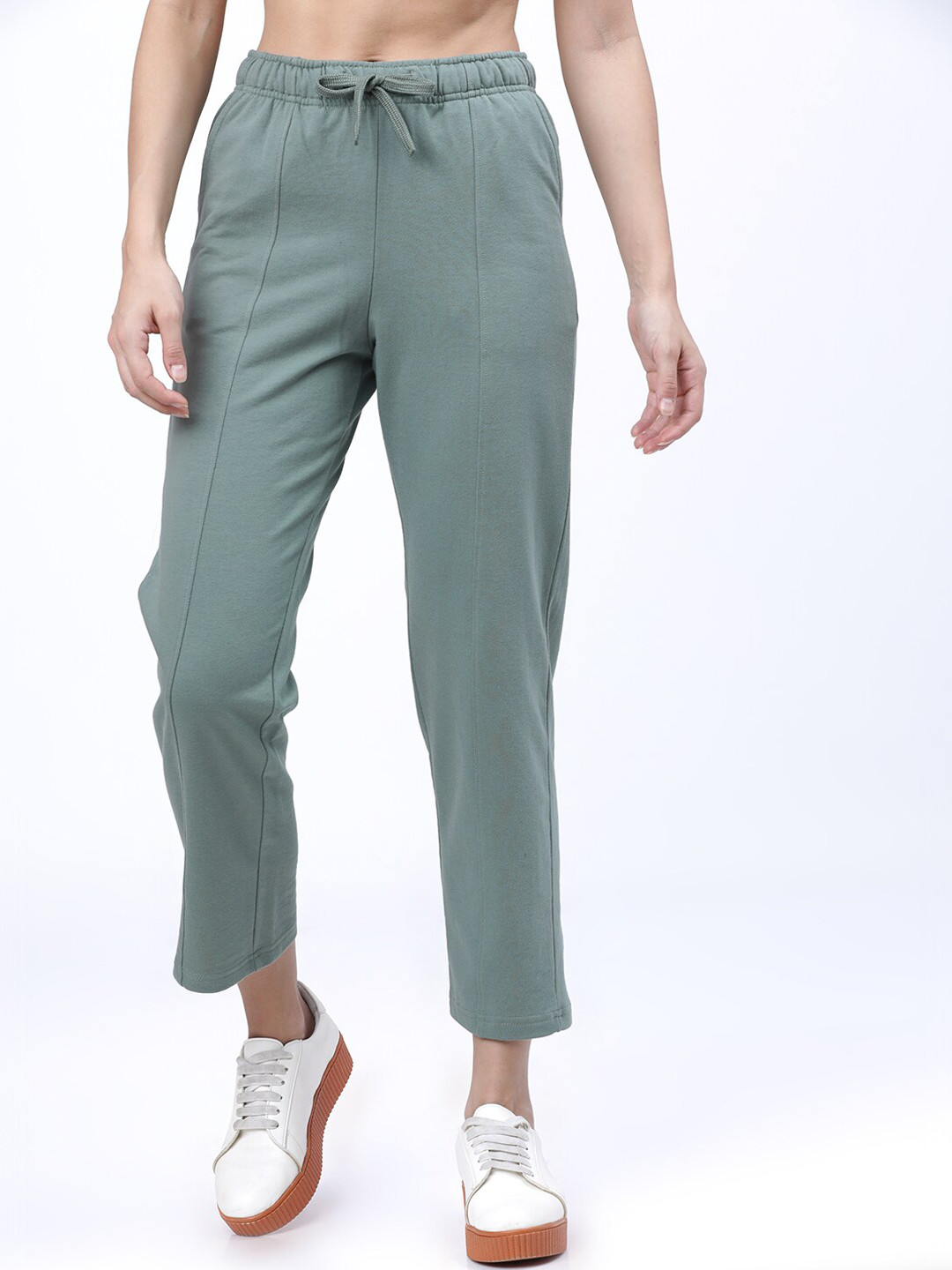 Tokyo Talkies Women Mint Green Solid Track Pants