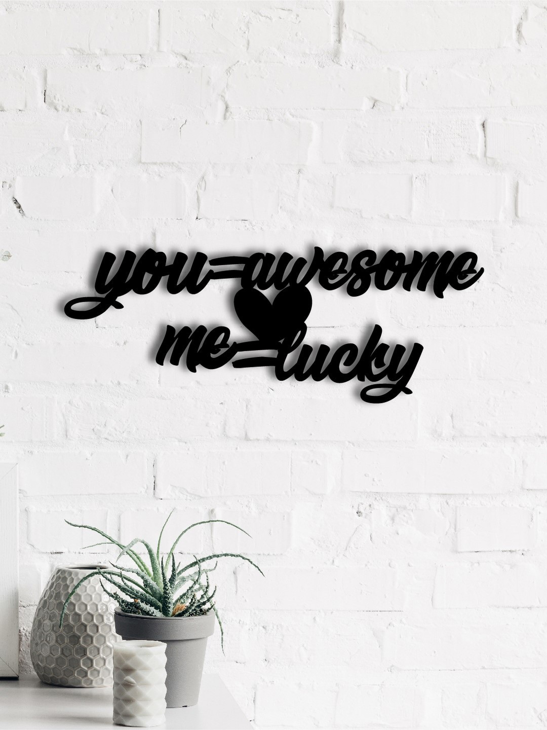 eCraftIndia You Awesome, Me Lucky Wood Matte Hanging Hall Signs and Plaques-4.7In
