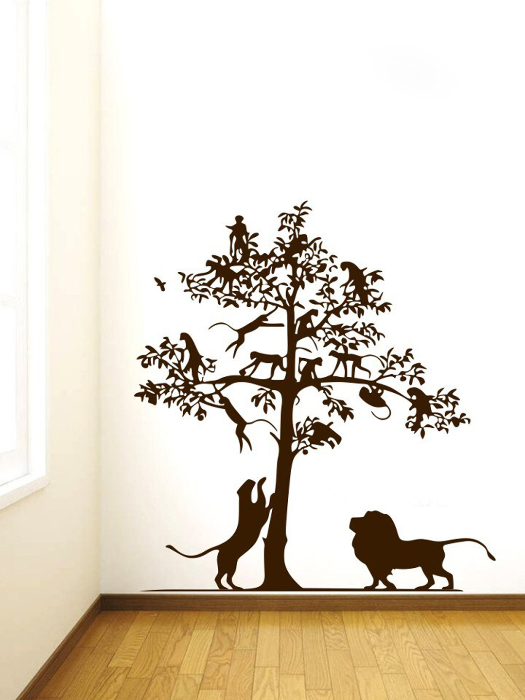 rawpockets Brown Silhouette Haunting Lion Wall Sticker