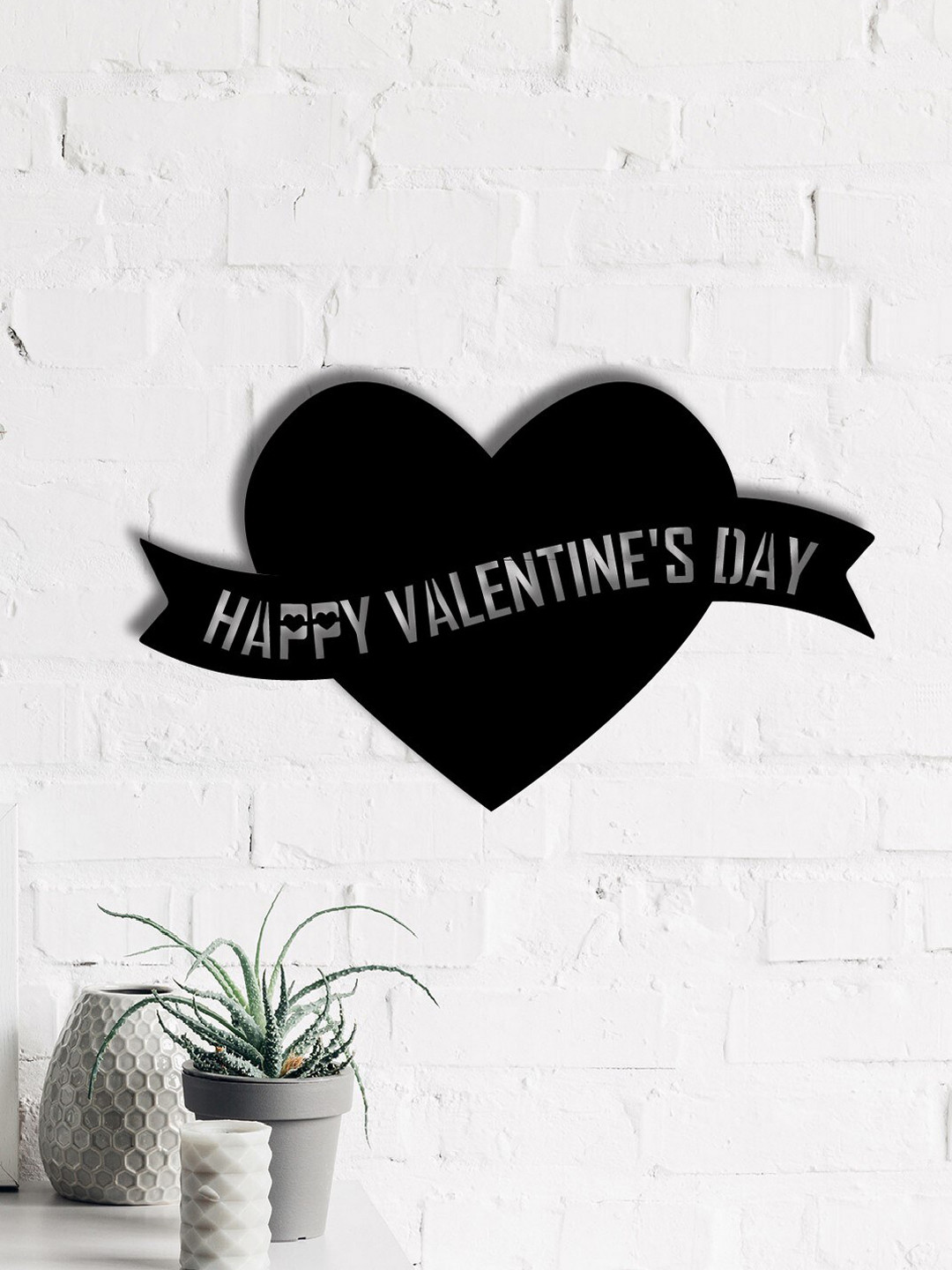 eCraftIndia Happy Valentine's Day Wood Matte Hanging Hall Signs and Plaques-7.1In