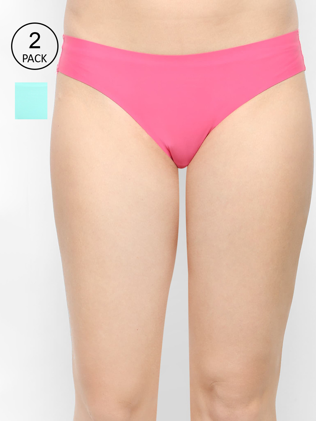 Ms.Lingies Women Pack of 2 Sea Green & Pink Solid Laced Back Hipster Briefs-MSP073-1526S