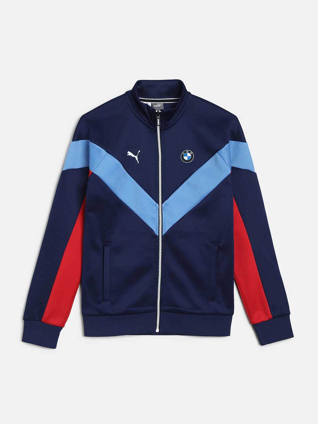 Puma Unisex Kids Navy Blue Colourblocked Sporty Jacket
