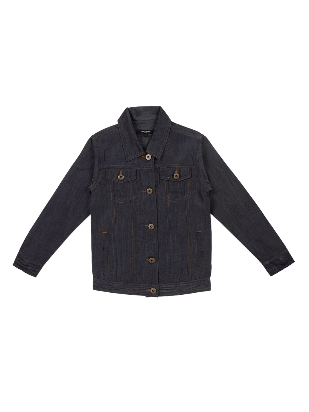 Style Quotient Girls Navy Blue Solid Denim Jacket