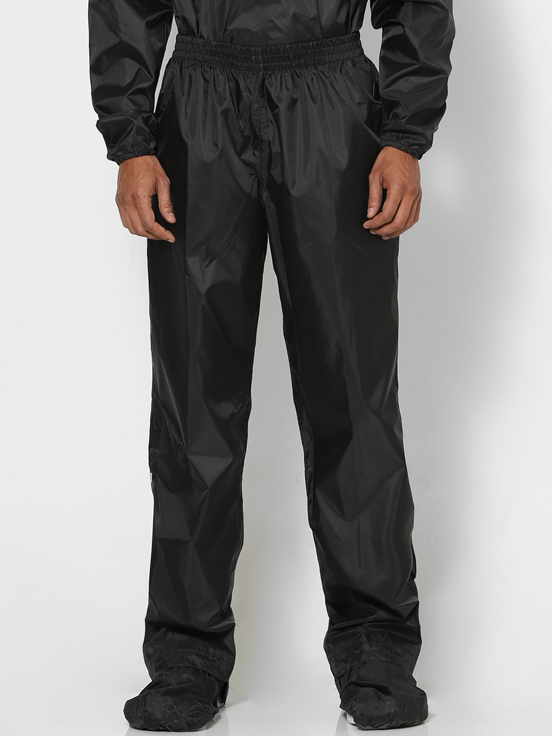 Decathlon  Men Black Cycling Rain Track Pants With In-Built Waterproof Shoe Cover