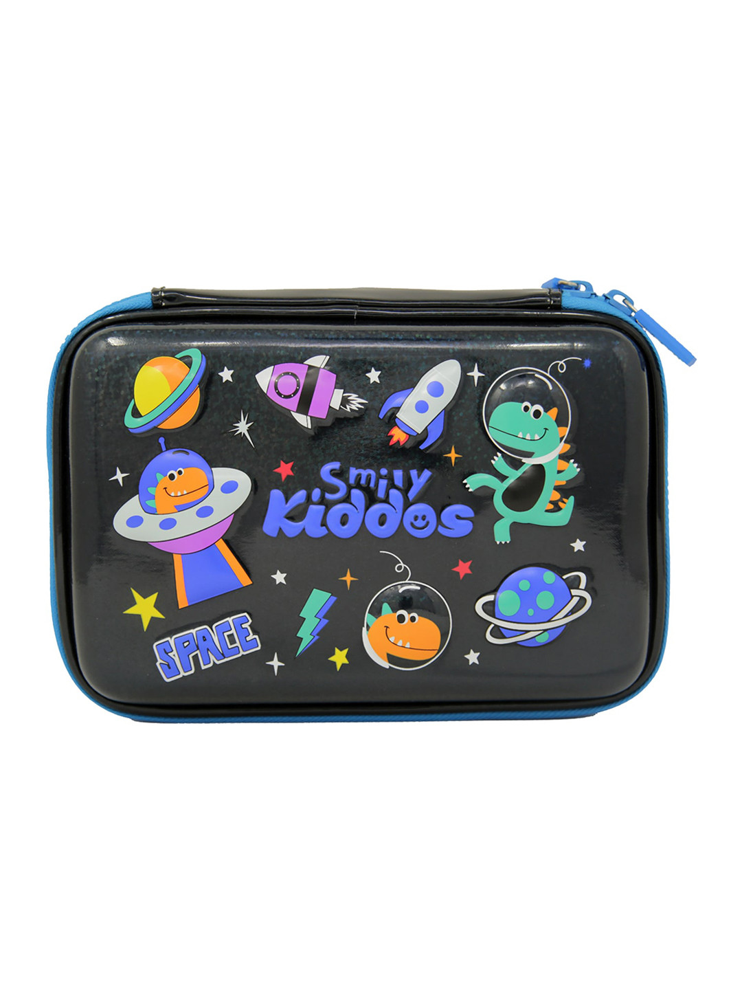 Smily Kiddos Kids Black & Blue Space Theme Single Compartment Pencil Case