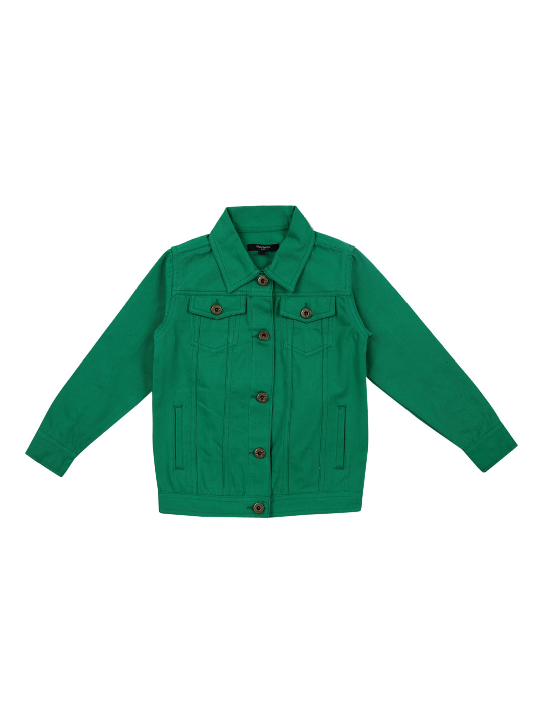 Style Quotient Girls Green Solid Tailored Jacket