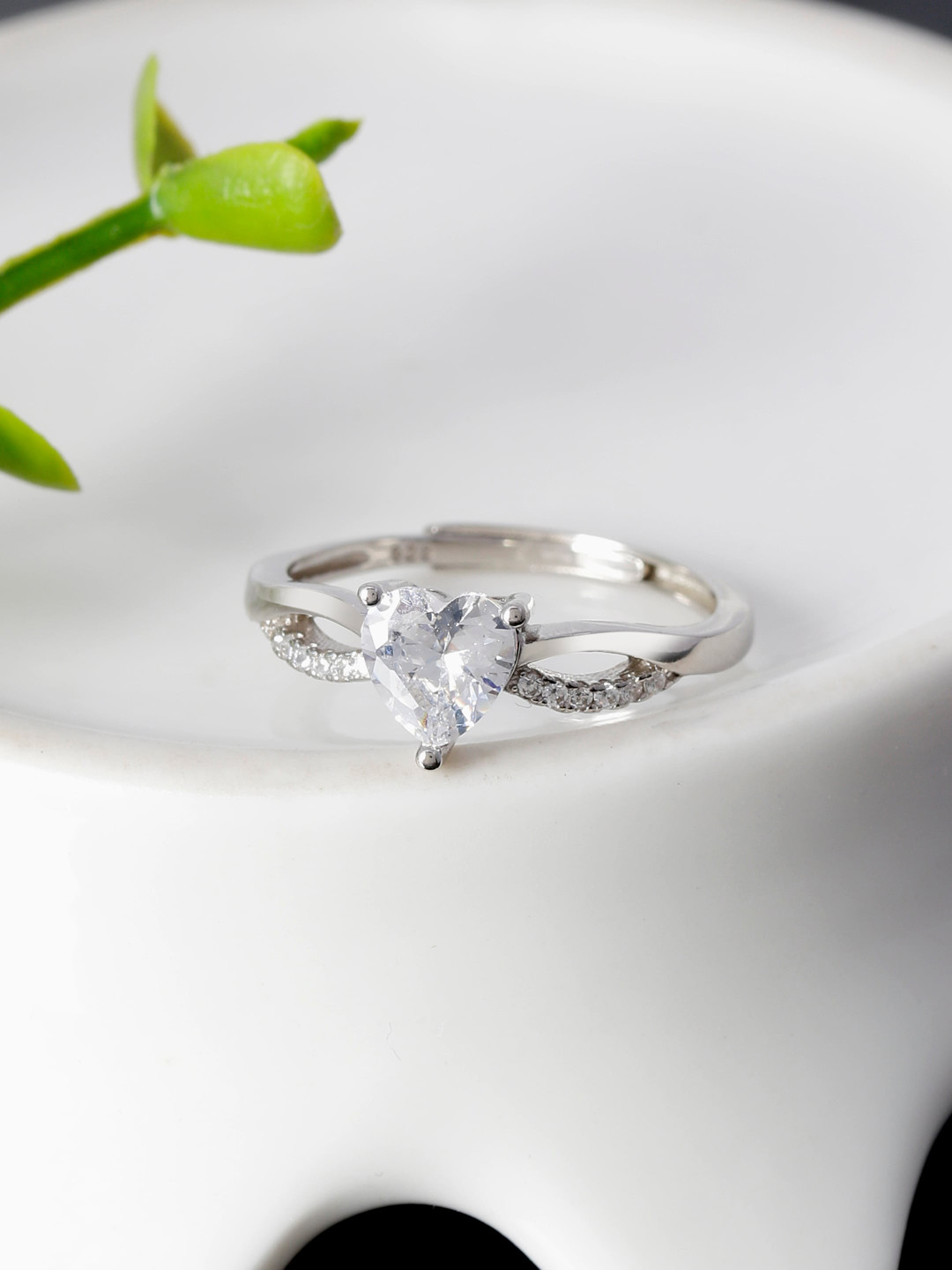 GIVA 925 Sterling Silver Rhodium Plated Infinity Heart Adjustable Ring