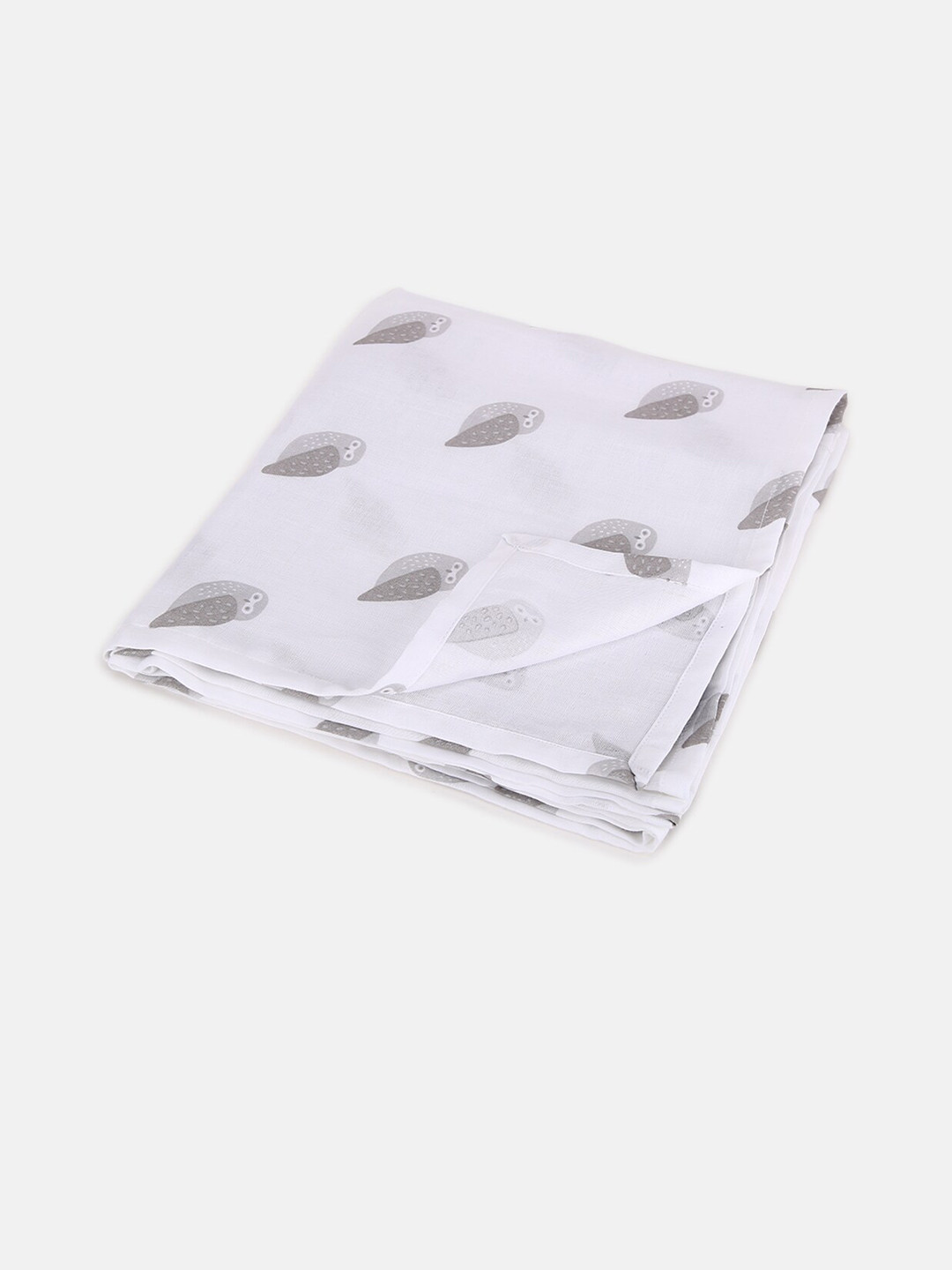 Berrytree Infant Kids White & Brown Owl Printed Swaddle Wrap