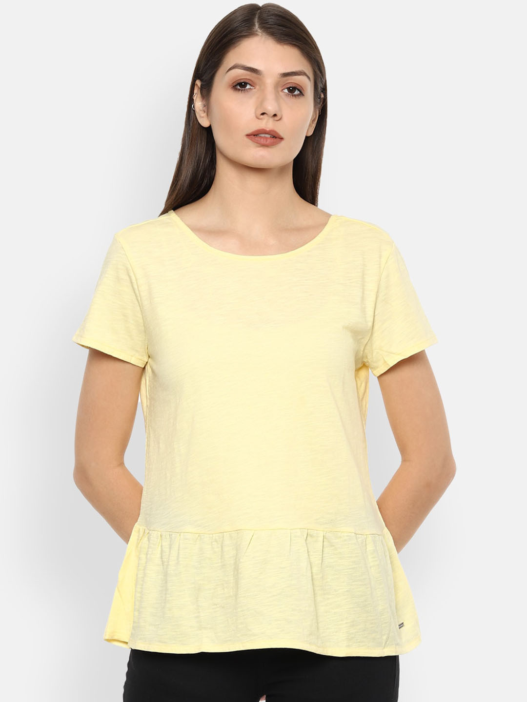 Van Heusen Woman Yellow Peplum Top