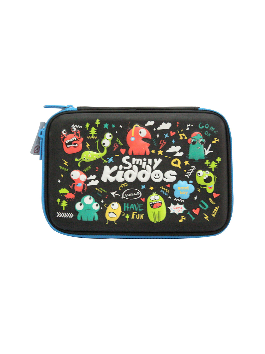 Smily Kiddos Kids Black & Blue Printed Single Compartment Pencil Case