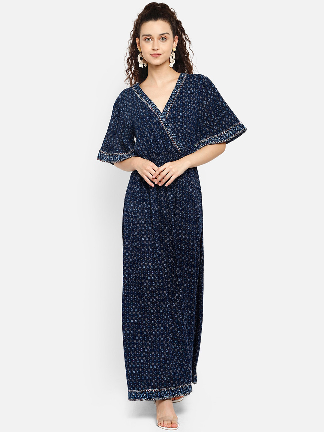 Aditi Wasan Blue Floral Maxi Dress