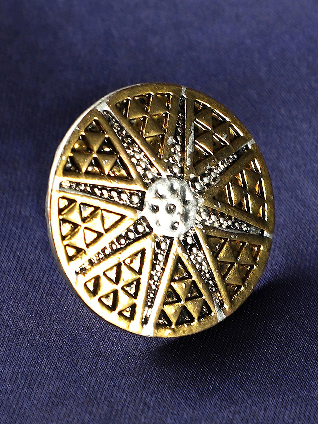 ANIKAS CREATION German Silver Gold-Plated Studded Handcrafted Adjustable Finger Ring