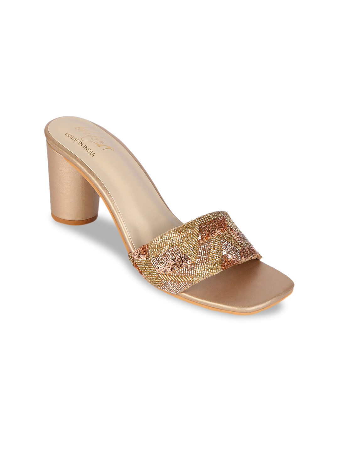 Bowtoes Women Gold-Toned Woven Design Sandals