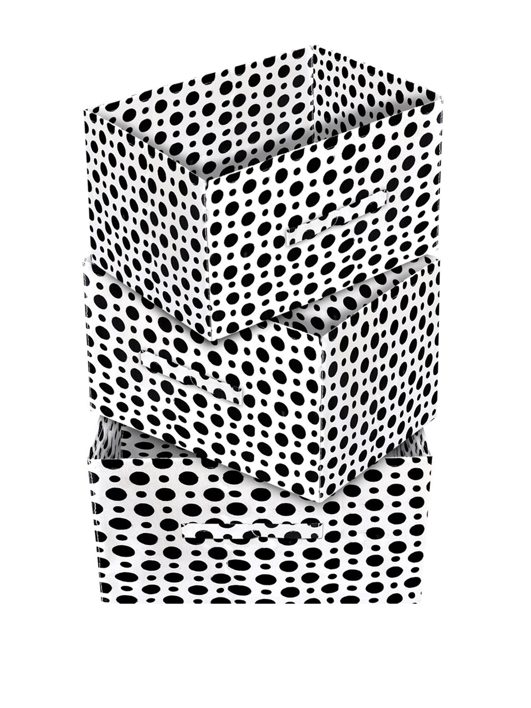 Kuber Industries Set Of 3 White & Black Dot Printed Organizer Box with Handle