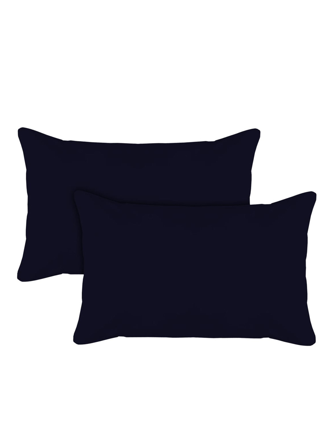Kuber Industries Navy Blue Solid Cotton Stain-Resistant Set of 2 Medium Fibre Sleep Pillow-40 x 60 x 1 cm