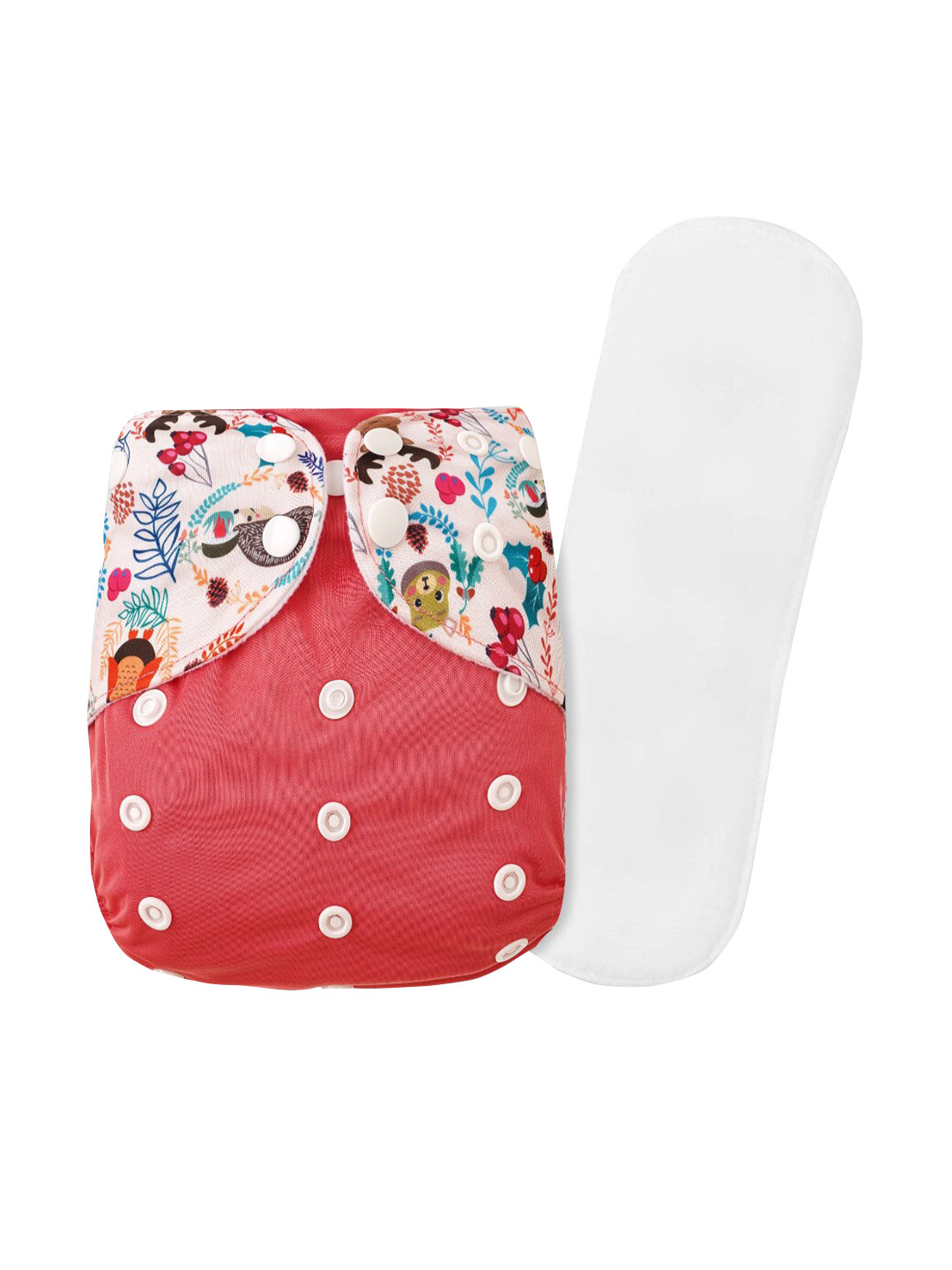 GUCHIGU Kids Coral Red & White Printed Cloth Washable Diapers