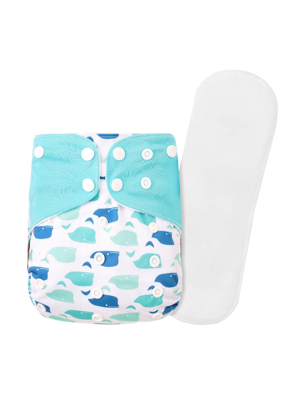 GUCHIGU Kids White & Blue Printed Cloth Washable Diapers