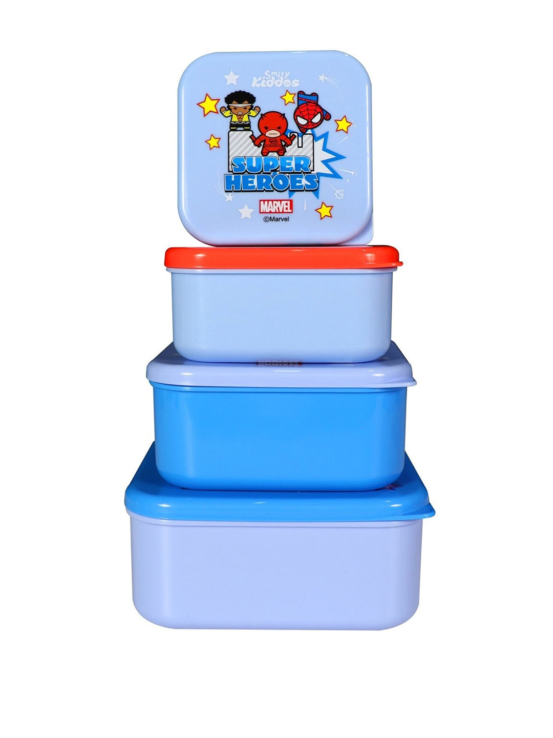 Smily Kiddos Kids Set Of 4 In 1 Marvel Avengers Printed Lunch Box