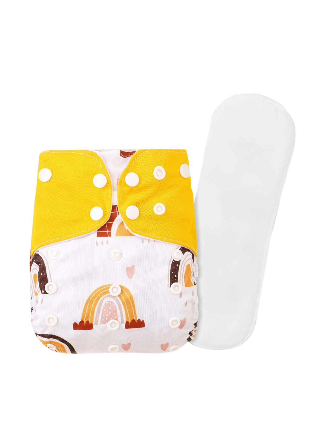 GUCHIGU Kids White & Yellow Printed Cloth Washable Diapers