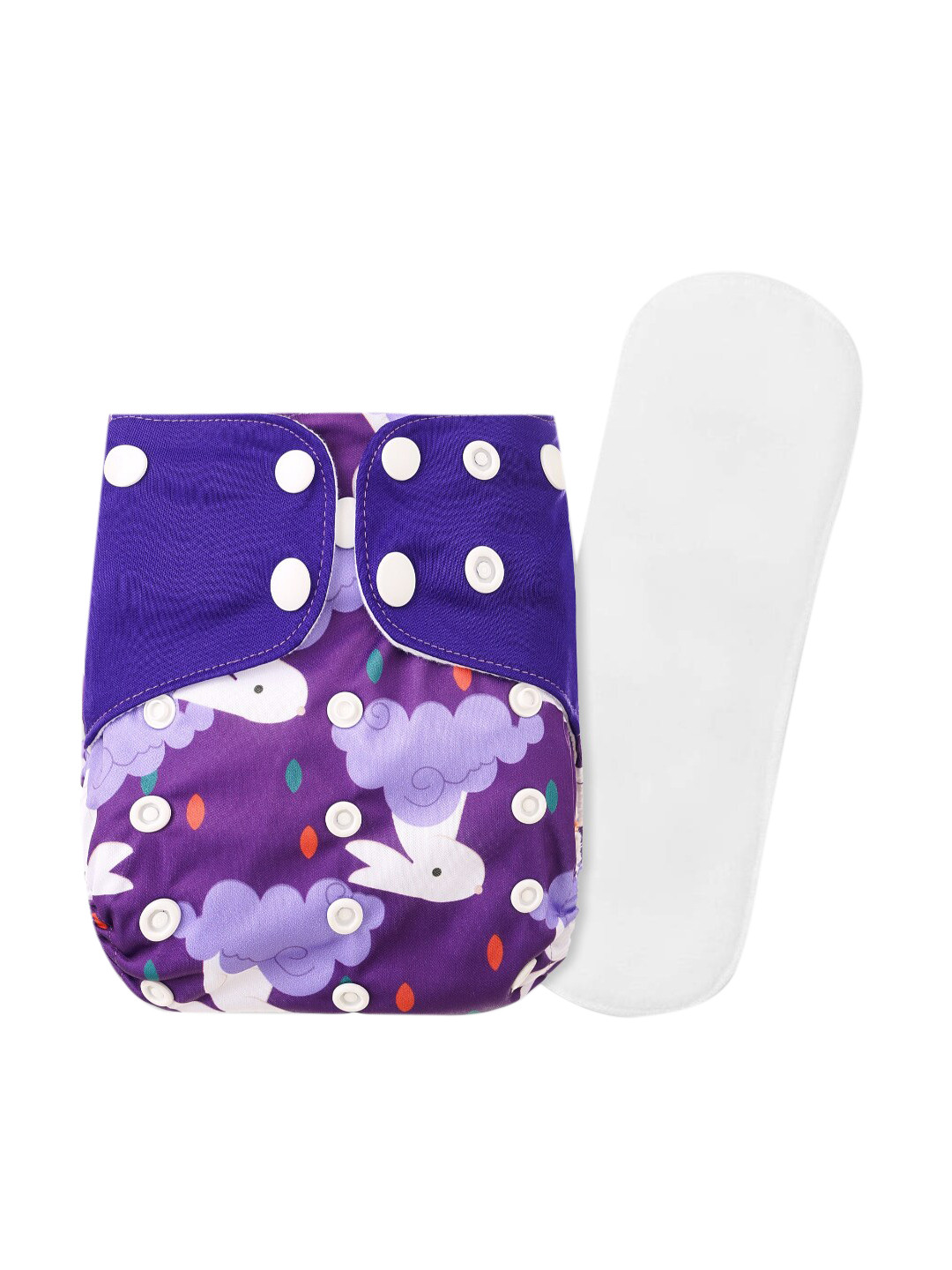 GUCHIGU Kids Purple & White Printed Cloth Washable Diapers
