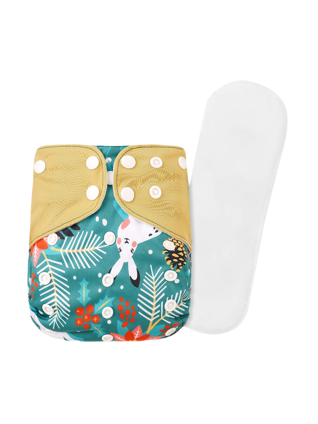 GUCHIGU Kids Green & Beige Printed Cloth Washable Diapers