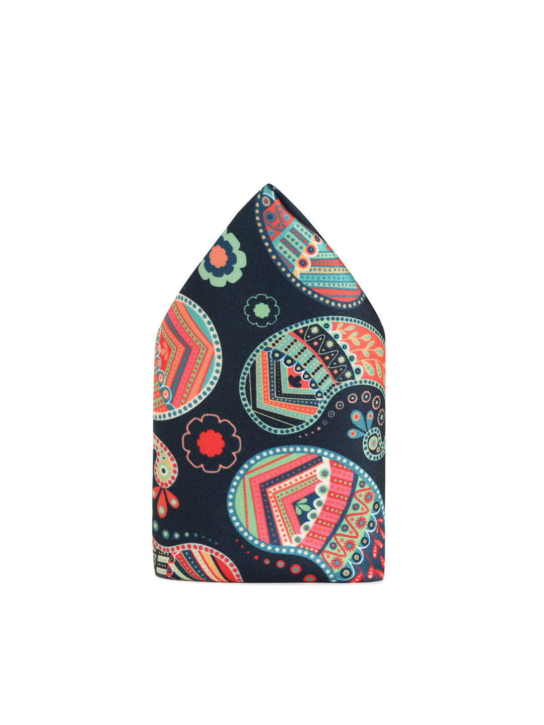 Tossido Men Black & Coral Printed Pocket Square