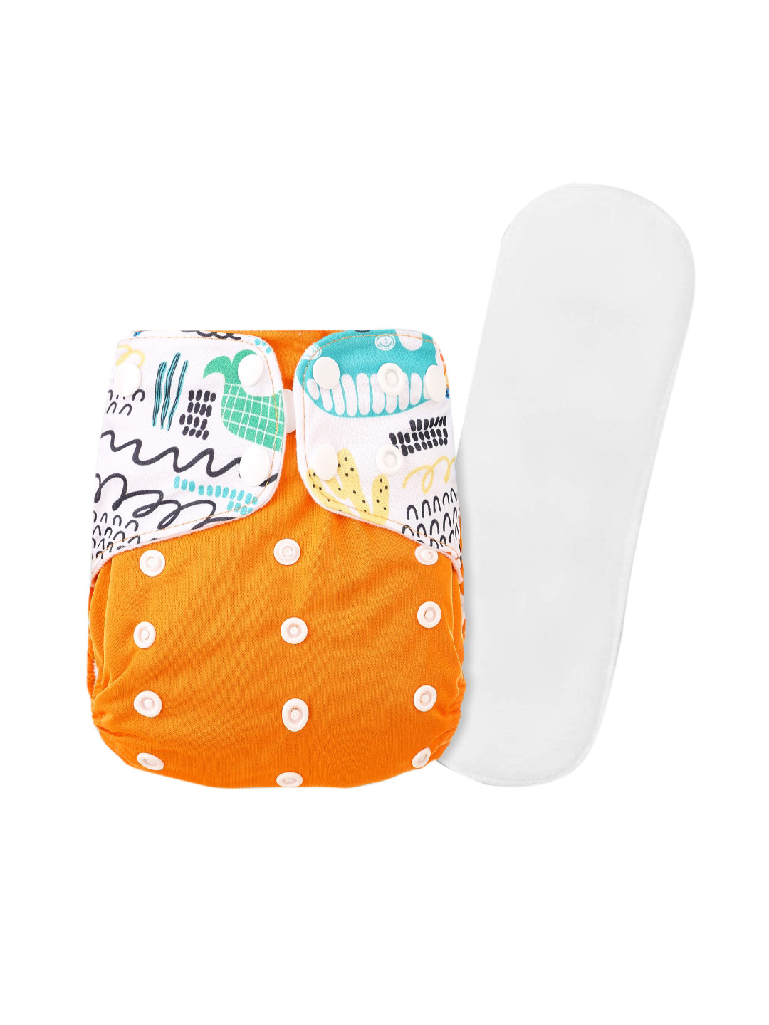 GUCHIGU Kids Orange & White Printed Cloth Washable Diapers