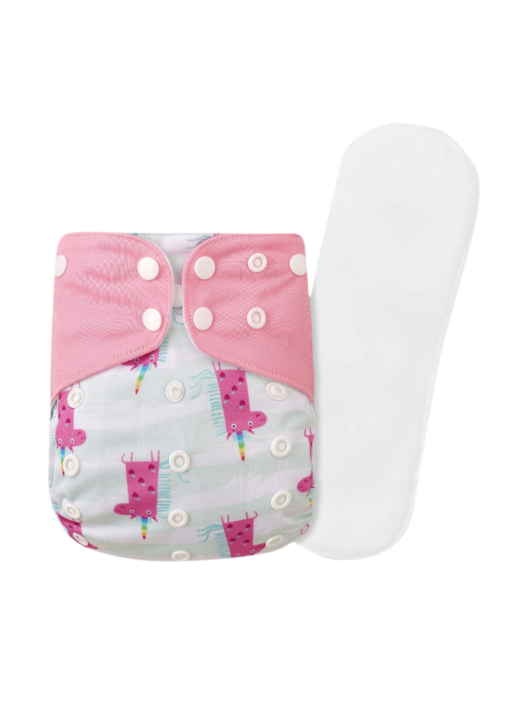 GUCHIGU Kids White & Pink Printed Cloth Washable Diapers
