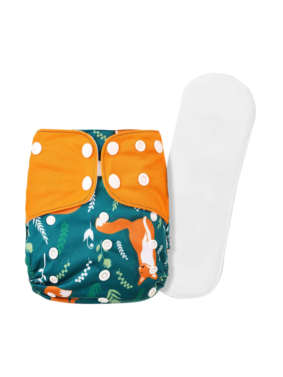 GUCHIGU Kids Teal Green & Orange Printed Cloth Washable Diapers