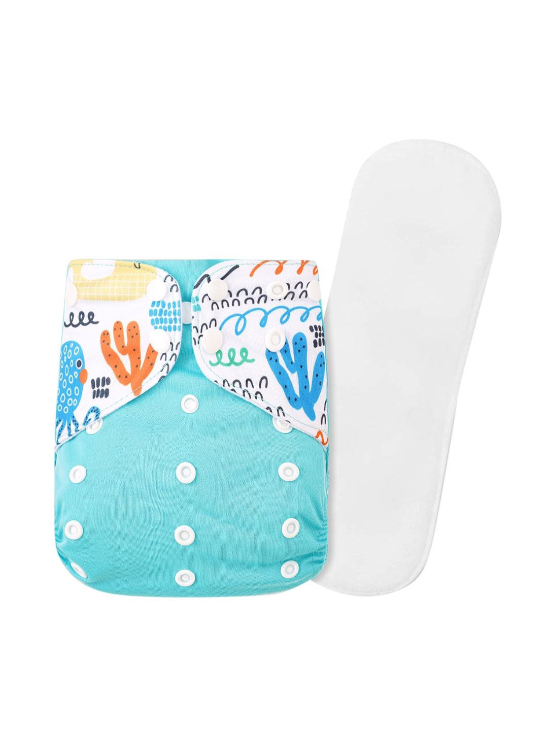 GUCHIGU Kids Blue & White Printed Cloth Washable Diapers