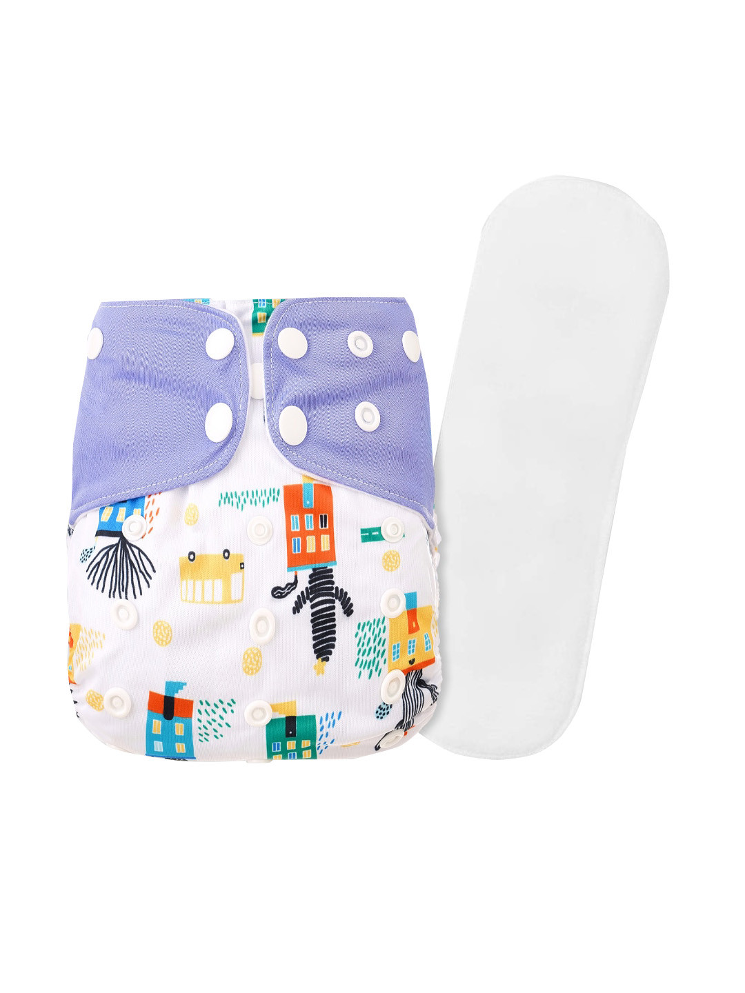 GUCHIGU Kids White & Purple Printed Cloth Washable Diapers