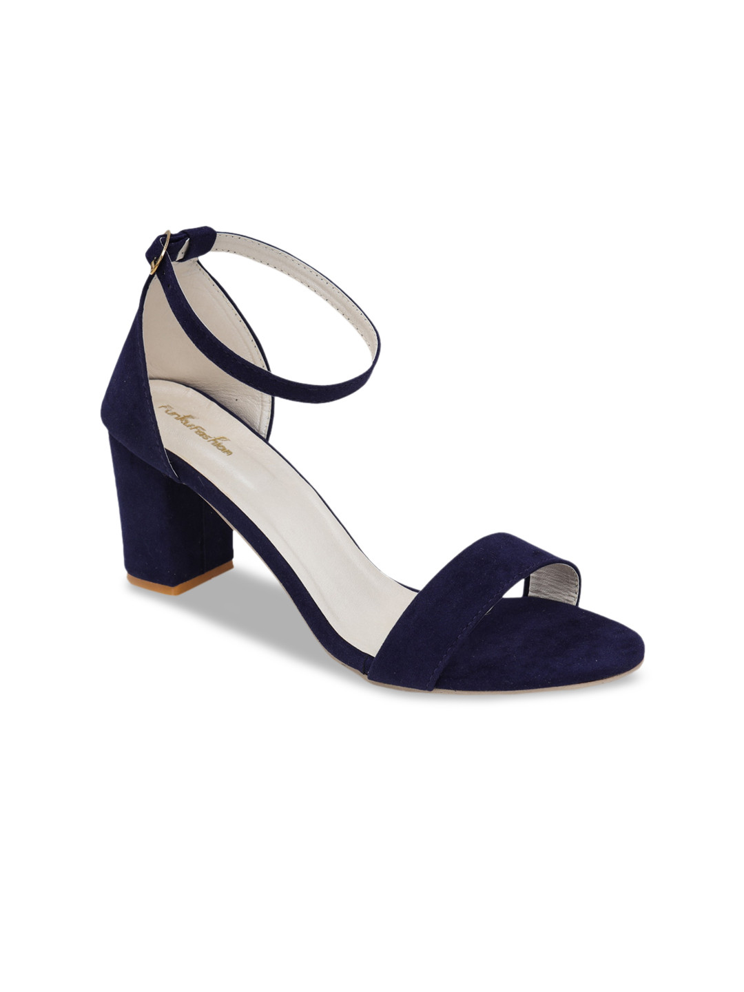 Funku Fashion Women Navy Blue Solid Suede Heels